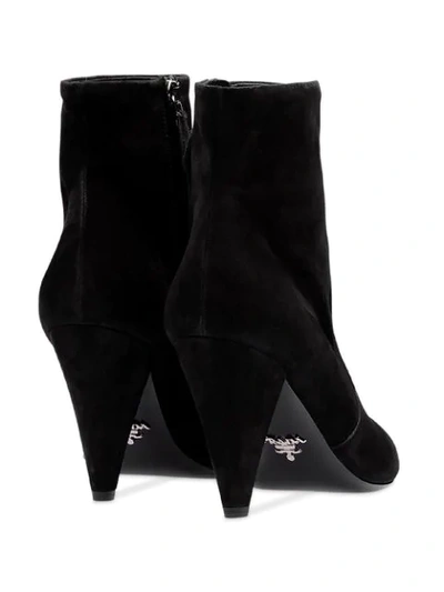 Shop Prada Suede Booties In Black