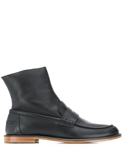 Shop Loewe Ankle-length Loafer Boots In Black