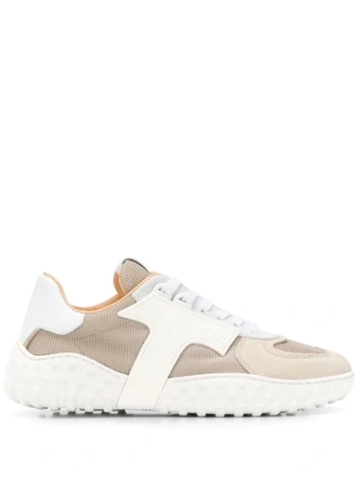 Shop Tod's Paneled Low-top Sneakers In Neutrals