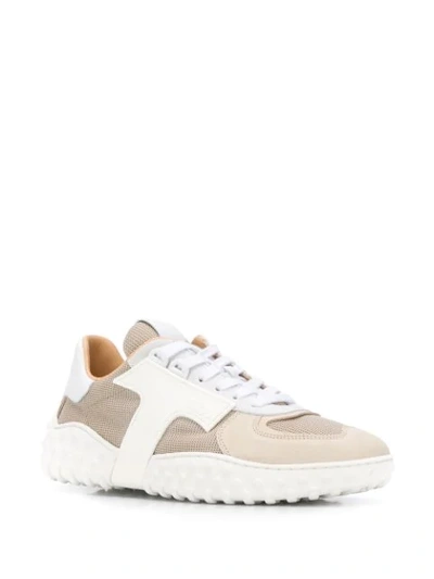 Shop Tod's Paneled Low-top Sneakers In Neutrals