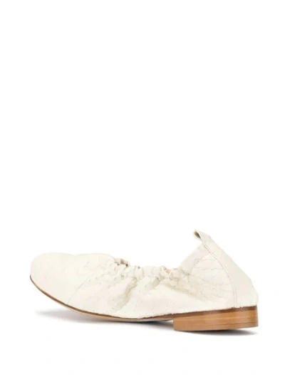 Shop Rodo Snakeskin Effect Ballerinas In White