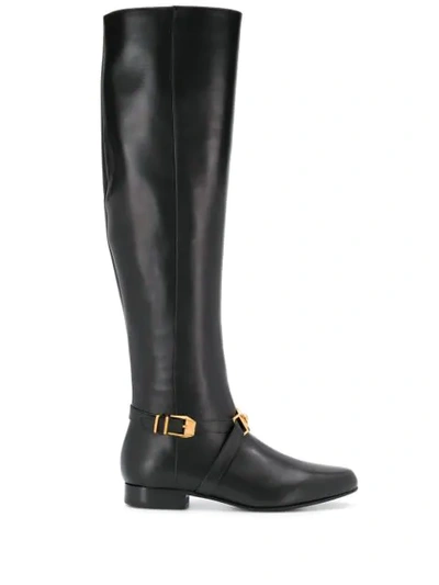 Shop Versace Over The Knee Boots In Black