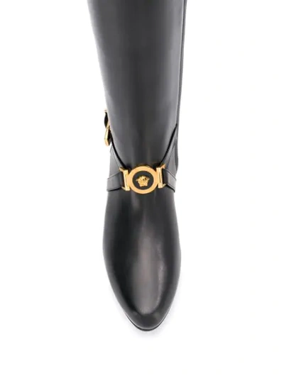 Shop Versace Over The Knee Boots In Black