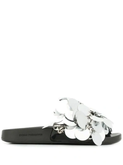 Shop Rabanne Sequin Embellished Slip-on Sandals In Silver