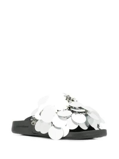 Shop Paco Rabanne Sequin Embellished Slip-on Sandals In Silver