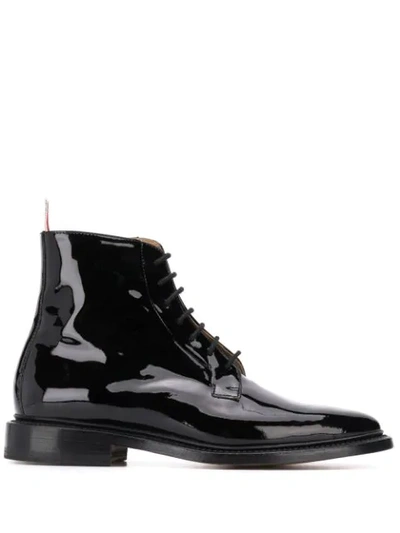 Shop Thom Browne Blucher Patent Leather Boots In Black