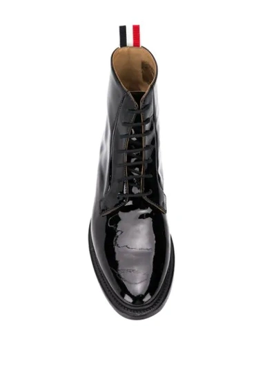 Shop Thom Browne Blucher Patent Leather Boots In Black