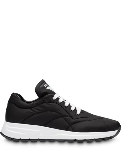 Shop Prada Nylon Sneakers In Black