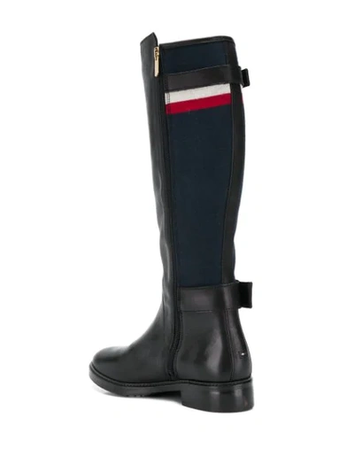 Shop Tommy Hilfiger Blanket Detail Knee-high Boots In Black