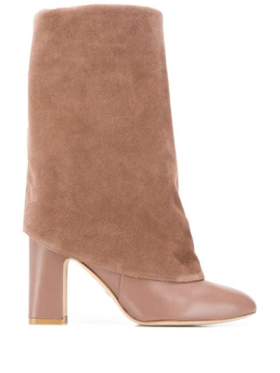 Shop Stuart Weitzman Rolled Detail Boots In Brown