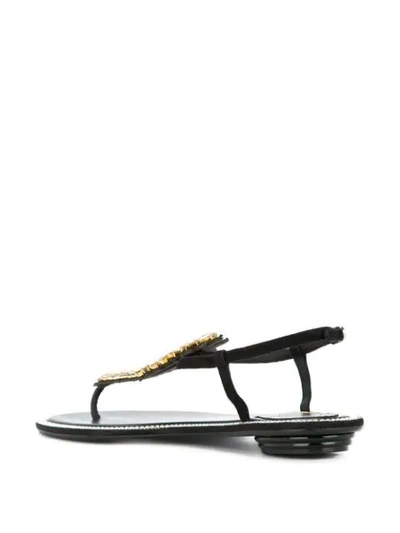 Shop René Caovilla Embellished T-bar Sandals In Black