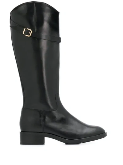 Shop Hogl Leather Knee Boots In 0100schwarz