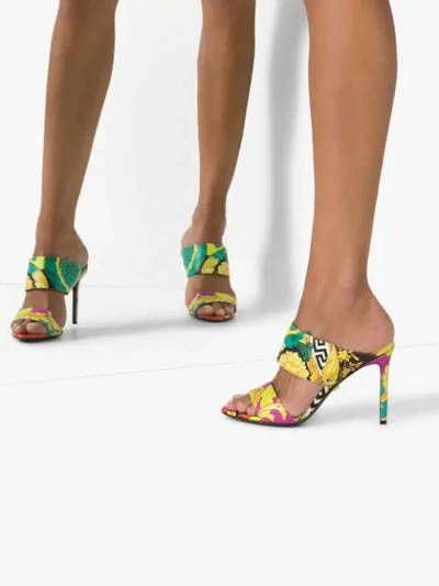 Shop Versace Voyage Barocco Printed Sandals In Green