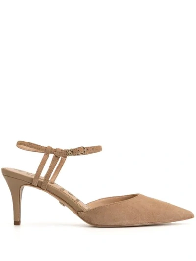 Shop Sam Edelman Javin Ankle Strap Pumps  In Beige/naturals