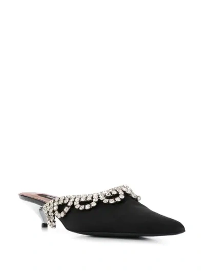 Shop Area Faux-gem Embellished Mules In Black