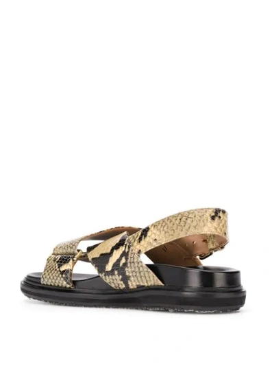 Shop Marni Fussbett Snake-effect Sandals - Neutrals