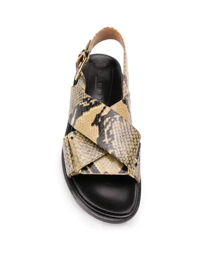 Shop Marni Fussbett Snake-effect Sandals - Neutrals