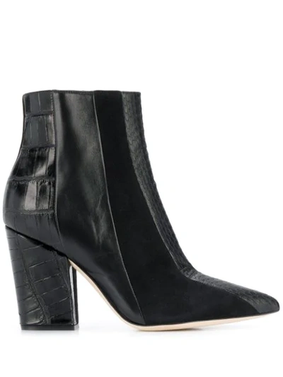 Shop Sergio Rossi Crocodile Effect Boots In Black