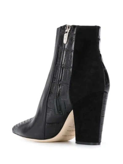 Shop Sergio Rossi Crocodile Effect Boots In Black