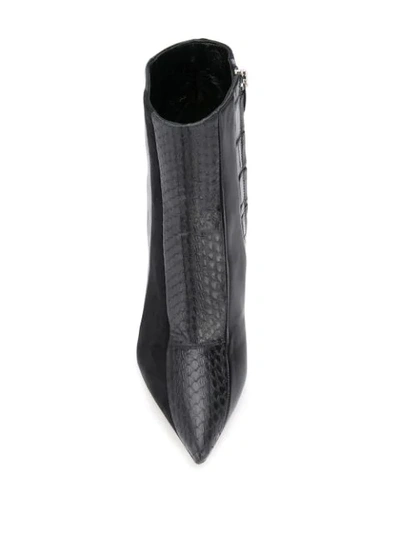 Shop Sergio Rossi Crocodile Effect Boots In Black