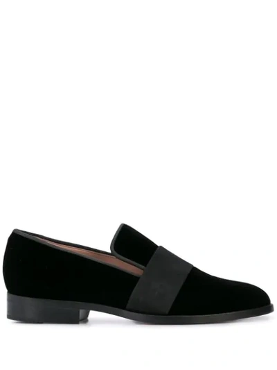 Shop Oscar De La Renta Velvet Slip-on Loafers In Black