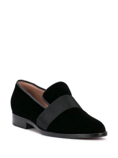 Shop Oscar De La Renta Velvet Slip-on Loafers In Black