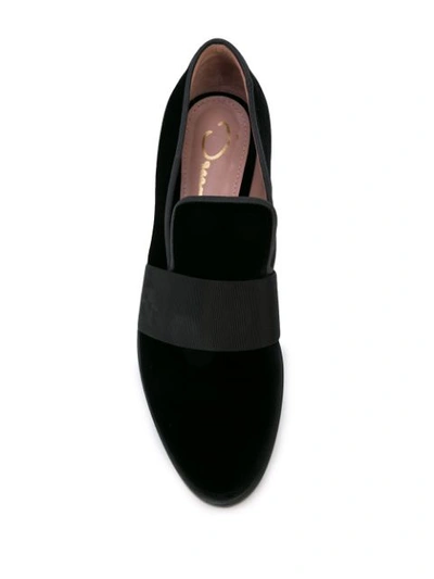 Shop Oscar De La Renta Velvet Slip-on Loafers In Black