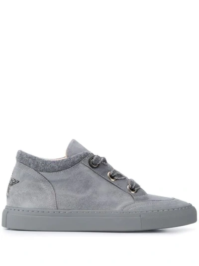 Shop Lorena Antoniazzi Star Lace-up Sneakers In Grey