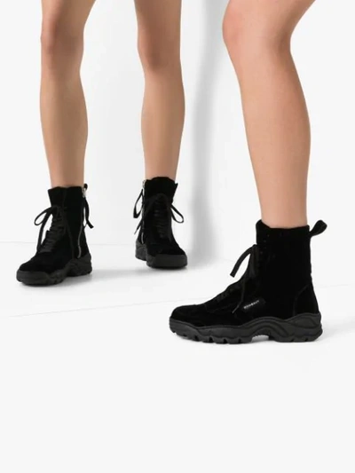 Shop Rombaut Boccaccio Velvet Lace-up Boots In  Black Velvet 
