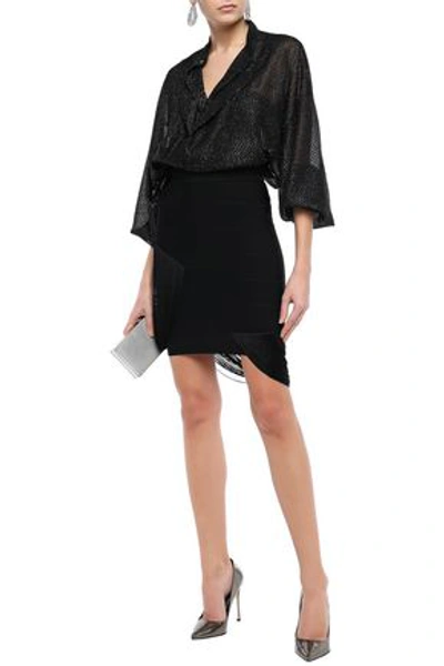 Shop Herve Leger Fringed Bandage Mini Skirt In Black