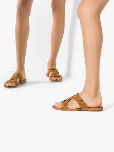 Shop Carrie Forbes Moha Raffia Flat Sandals In Brown