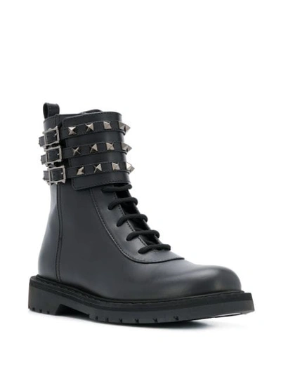 Shop Valentino Garavani Rockstud Combat Boots In Black
