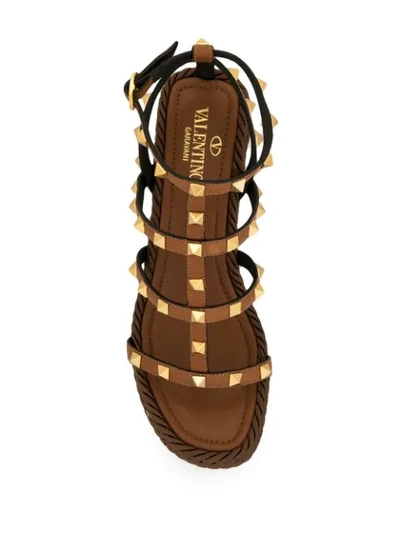 Shop Valentino Rockstud 95mm Sandals In Brown