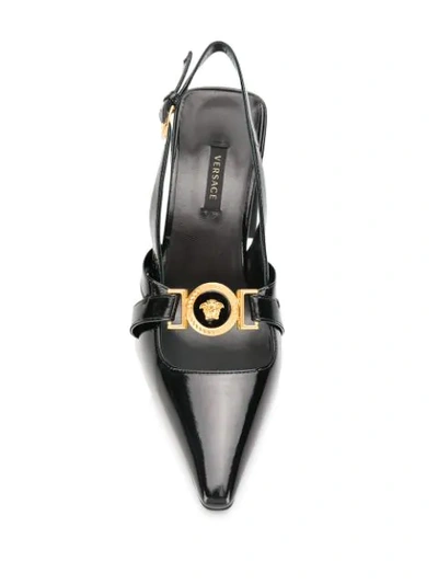 Shop Versace Medusa Icon Chunky Heel Pumps In Black