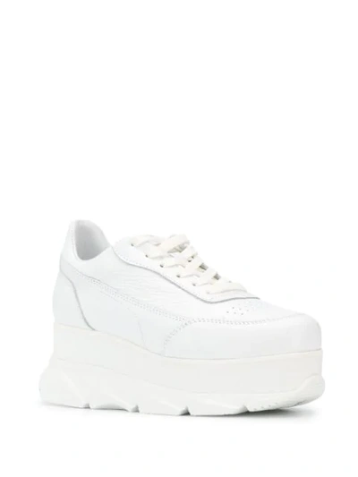 Shop Joshua Sanders Zenith Wedge Lace-up Sneakers In White