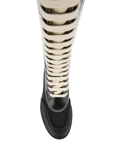 Shop Mm6 Maison Margiela Lace-up Knee High Boots In Black