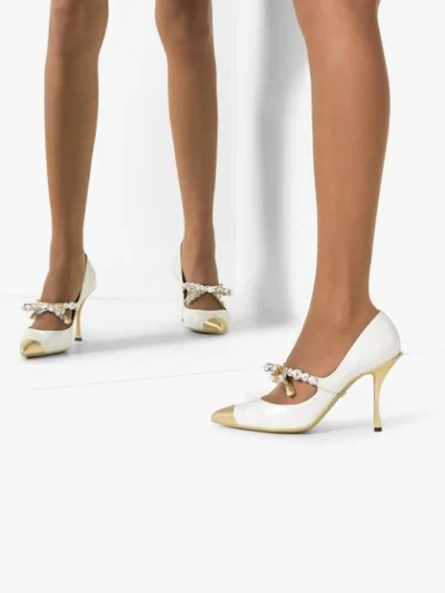 Shop Dolce & Gabbana Lori Mother-of-pearl Pumps In White