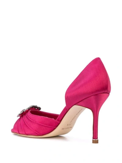 Shop Manolo Blahnik Sandalen Mit Kristallen In Pink