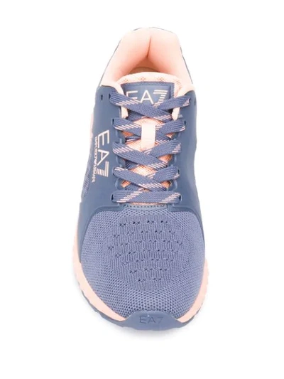 Shop Ea7 Logo Lace-up Sneakers In Grey