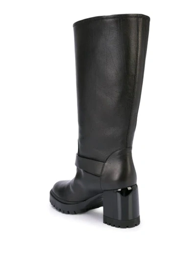 Shop Casadei Mid-calf Buckled Boot In Black