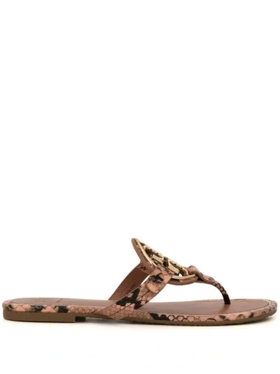 Tory Burch Womens Miller Metal-Logo Sandal, Leather