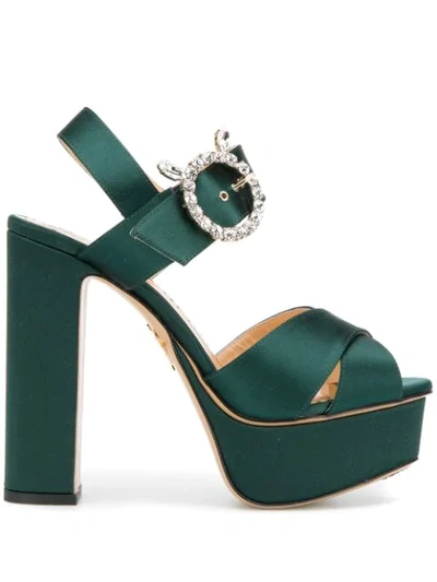 Shop Charlotte Olympia Bejeweled Aristocrat Sandals In Green