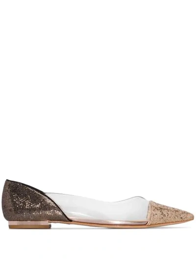 Shop Sophia Webster Daria Glittered Flats In Gold