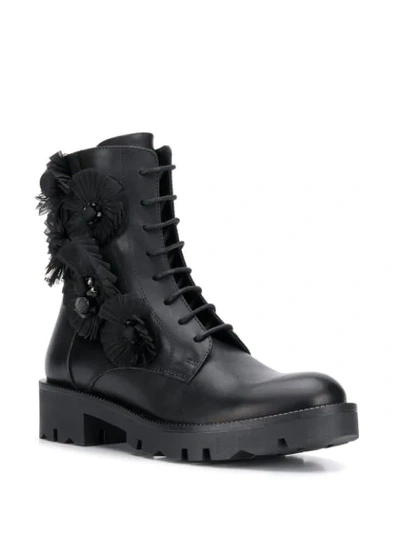 Shop Tosca Blu Embellished Biker Boots In Black