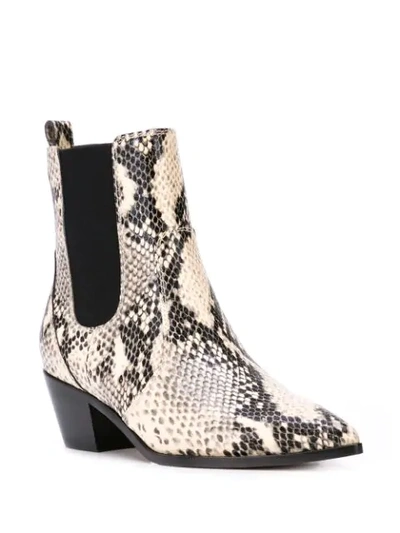 Shop Paige Willa Snakeskin Effect Boots In White