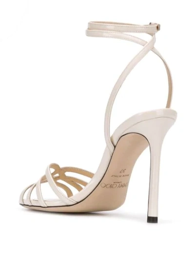 Shop Jimmy Choo Mimi Patent Heeled Sandals - White