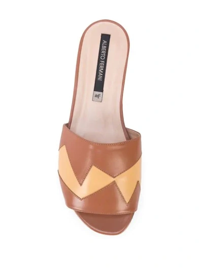 Shop Alberto Fermani Slip-on Low-heel Sandals In Brown