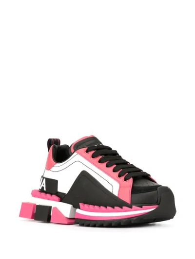 Shop Dolce & Gabbana Super Queen Colour Block Ridged Sneakers In Pink