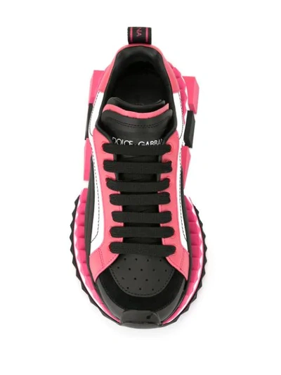 Shop Dolce & Gabbana Super Queen Colour Block Ridged Sneakers In Pink