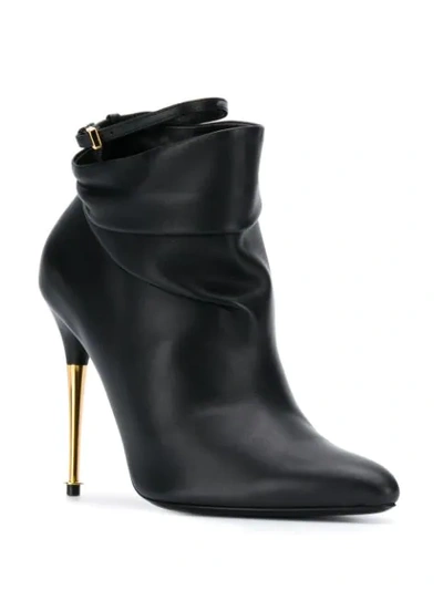 Shop Tom Ford Gold-tone Heel 110mm Ankle Boot In Black